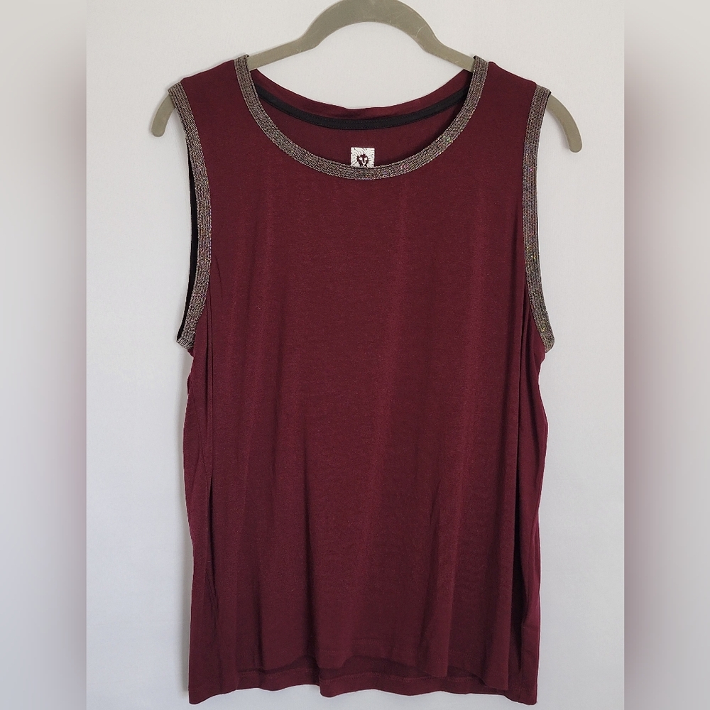 Anne Klein Sleeveless Tank Top with Metallic Trim Size L